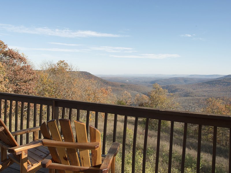 The Compton Mountain Cabin's giant view into the Erbie area of the Buffalo River.