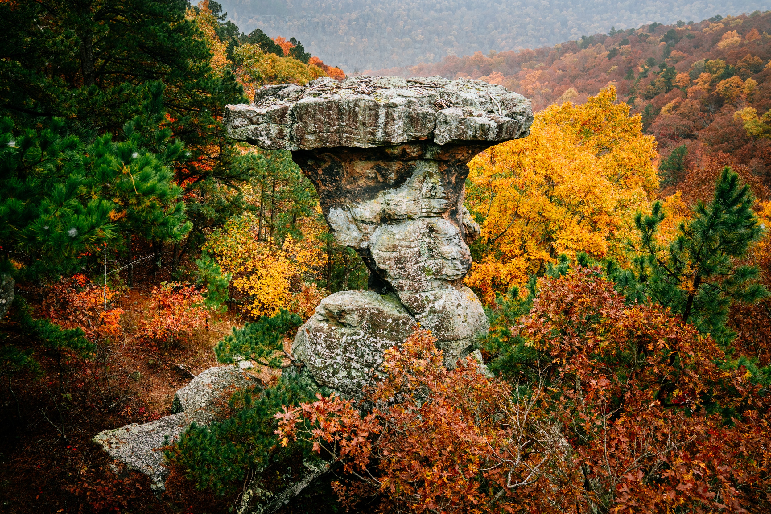 Autumn color on full display at Pedestal Rocks Scenic Area