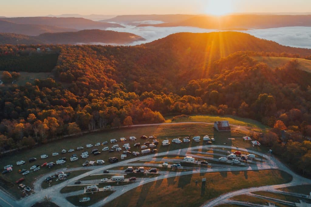 BOC RV Park in fall during the Vanarchy event in 2021.