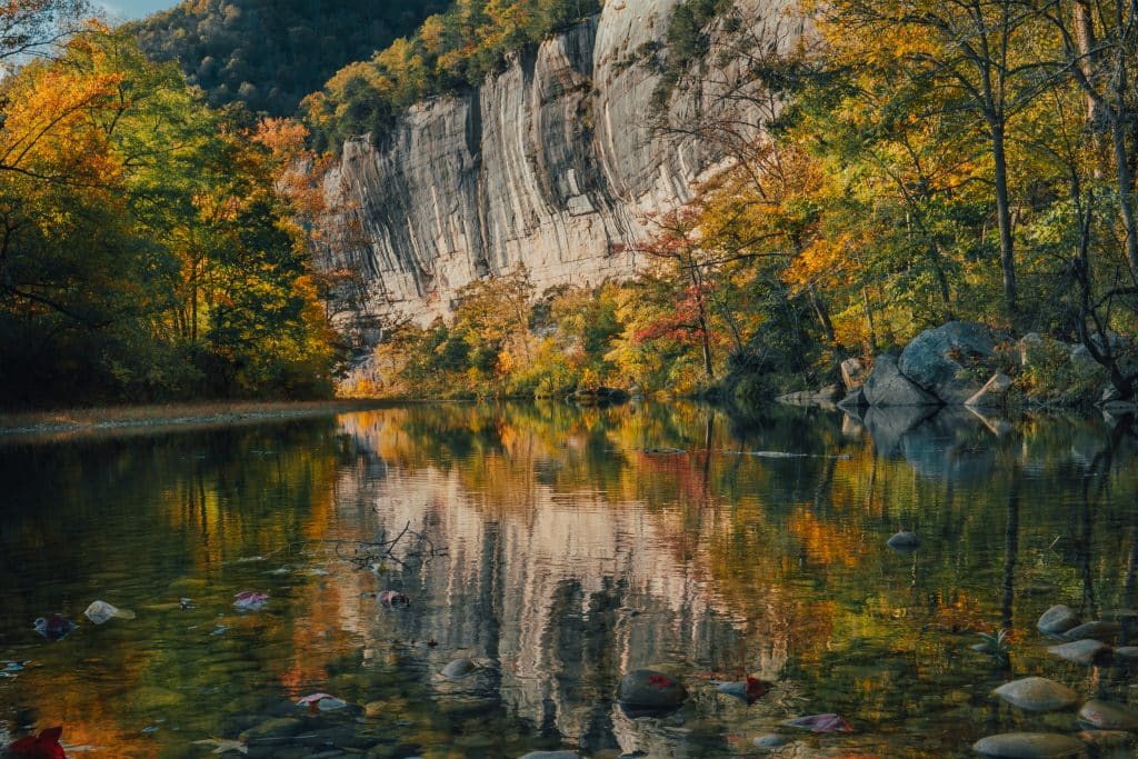 Autumn color along Roark Bluff at Steel Creek on the Buffalo National River.