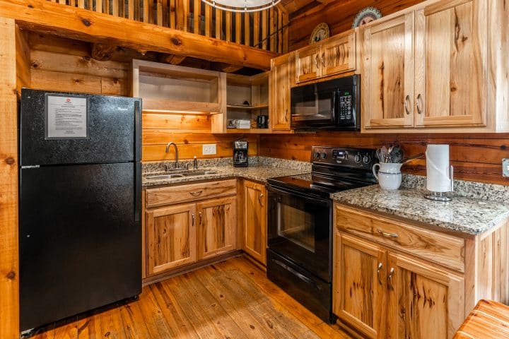 Cabin 1's kitchen is fully appointed and furnished with all the basics you need to prepare a great family meal.