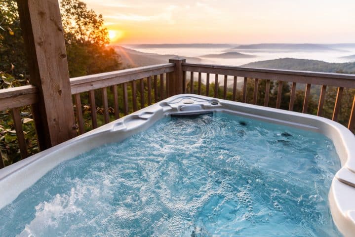 Possibly Arkansas's best view from an outdoor hot tub deck is all yours at Cabin X.