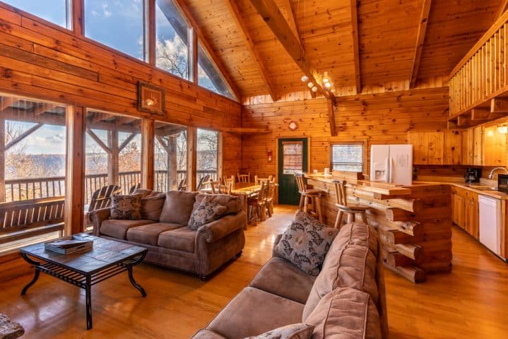 Living area of the Compton mountain cabin