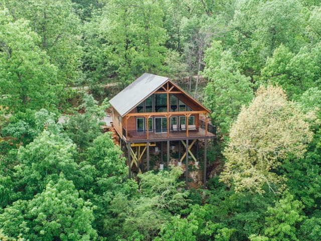 Immerse yourself in the treetops of the Ponca Wilderness in the Morning Glory Cabin.