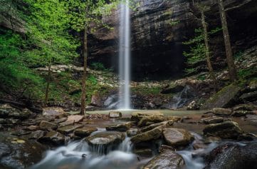 A view of Sweden Creek Falls from the Creek.