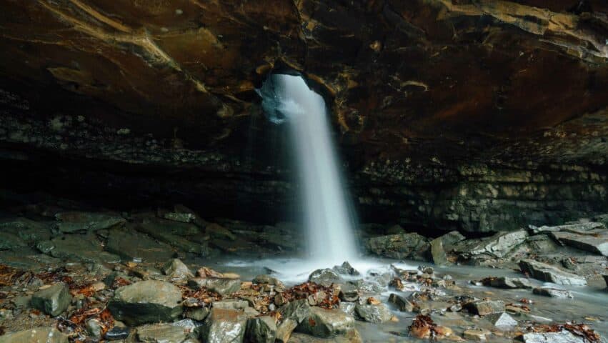 Flory Hole Falls flowing heavily.