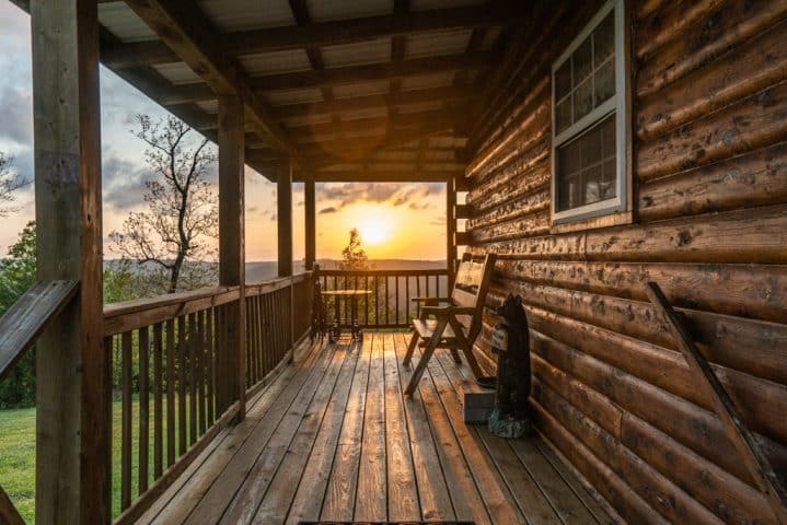 Beautiful views from the waterfall cabin porch