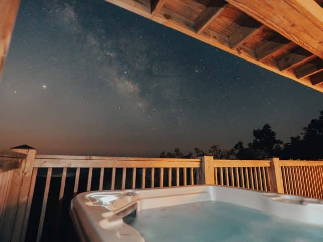 Milky Way over Cabin X Hot Tub