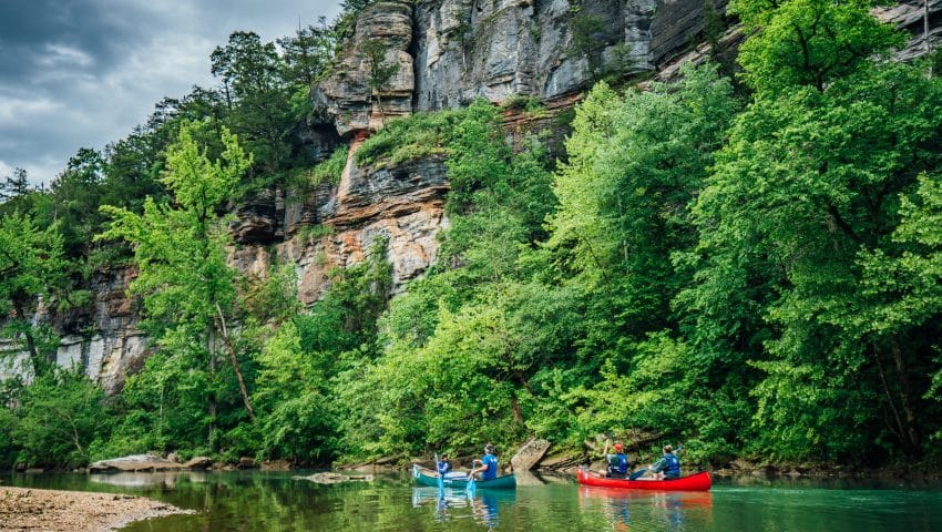 Enjoy long pools and good fishing on the Buffalo River between Pruitt and Hasty.