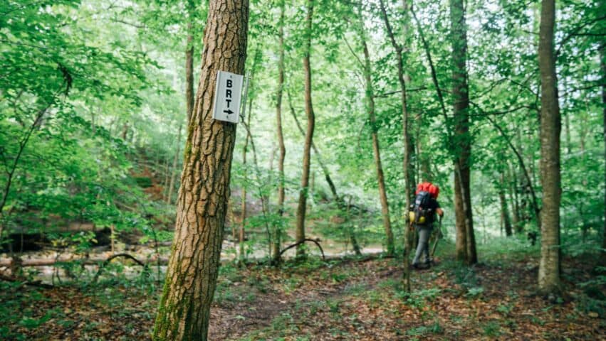 A backpacker along the Buffalo River Trail.