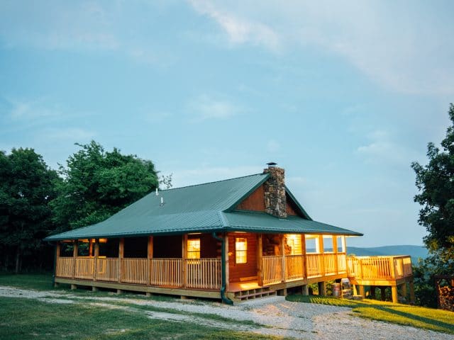 A beautiful view across the Ponca Wilderness awaits you in the Buffalo River Cabin.