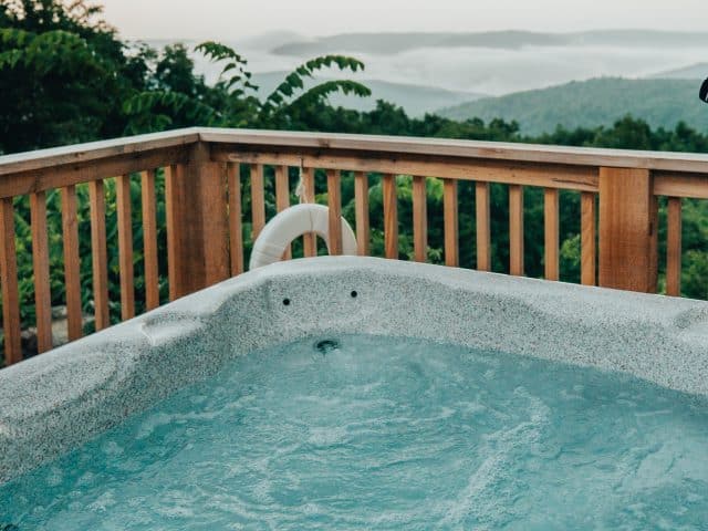 Hot tub views from the Buffalo River Cabin