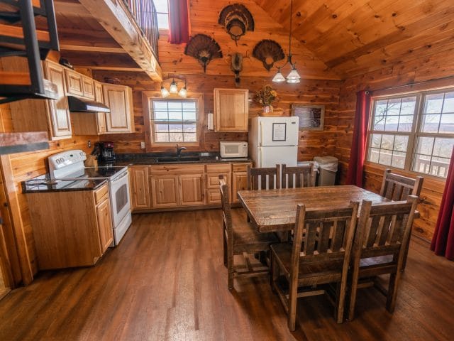 Enjoy preparing meals in the Waterfall Cabin's fully-furnished kitchen.