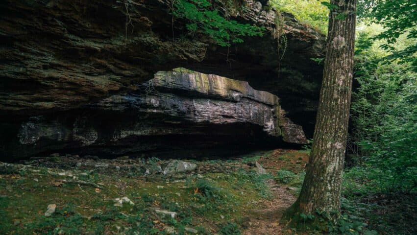 Side view of the Natural Bridge at Alum Cove.