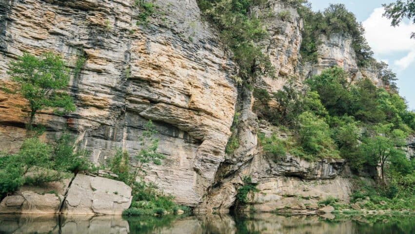Enjoy beautiful limestone bluffs as your backdrop from Pruitt to Hasty on the Buffalo National River.