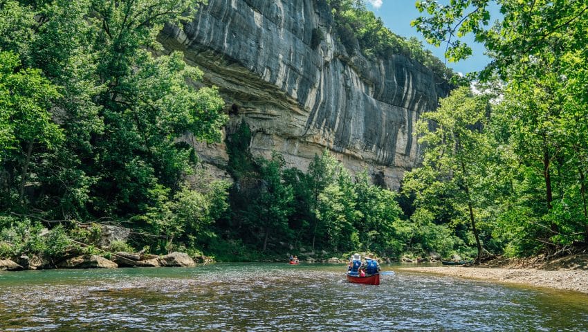 Towering bluffs along the upper Buffalo National River between Ponca and Kyle's Landing.