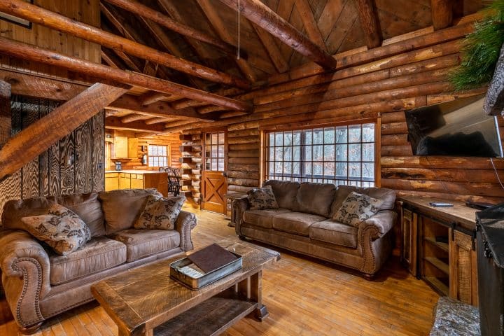 The living area of the Mills Cabin
