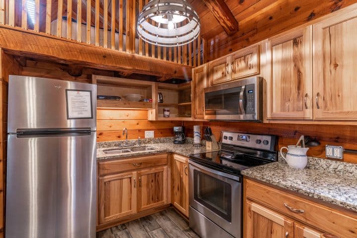 Cabin 2 has a fully-furnished kitchen, giving you all the essentials for preparing a hearty family meal.