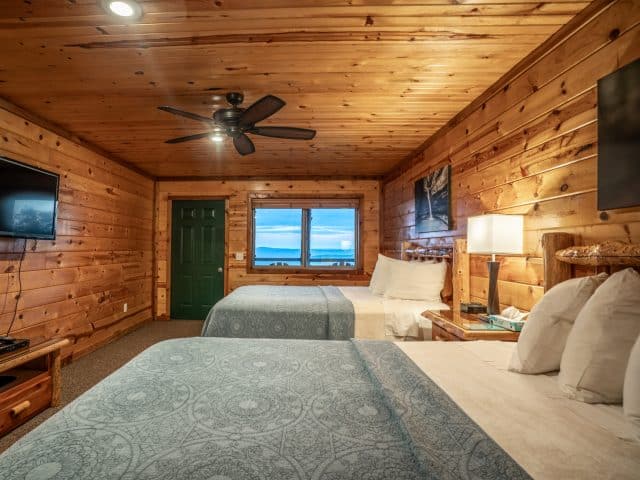 Ten large bedrooms with flat-screen smart TVs (with blu ray DVD players), quality mattresses and linens, beautiful baths and doors that open onto the deck.