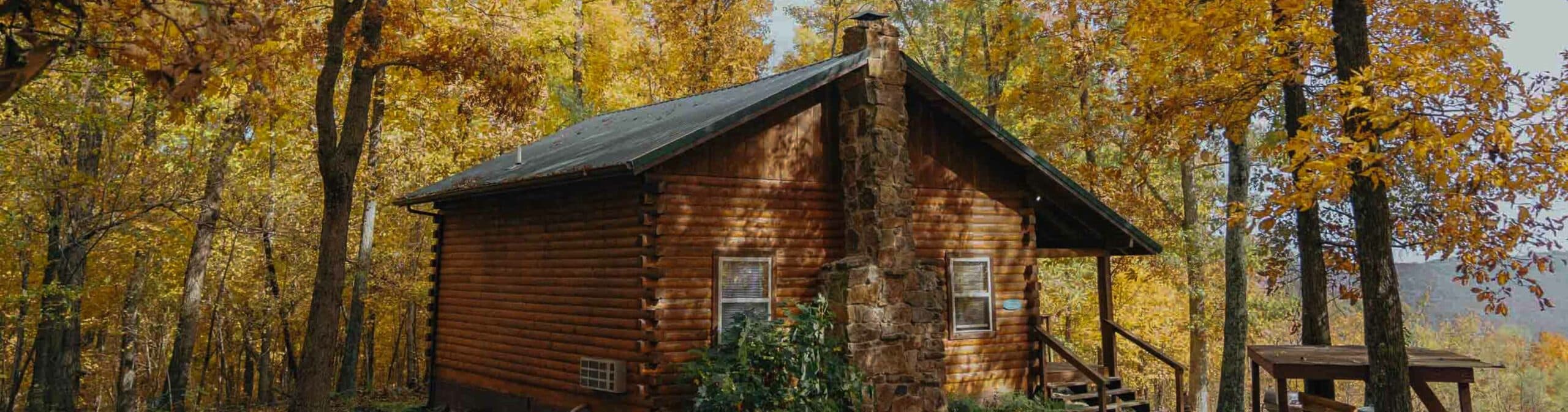 exterior cabin in fall