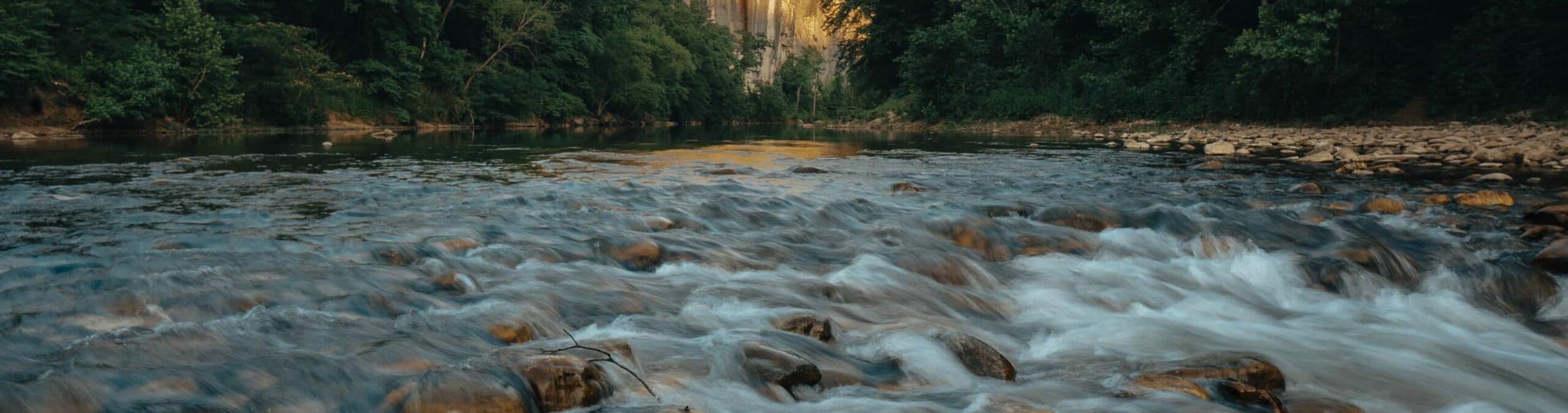 Close up of rocks in a river