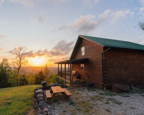 Enjoy stunning sunsets from the porch of the Waterfall Cabin.