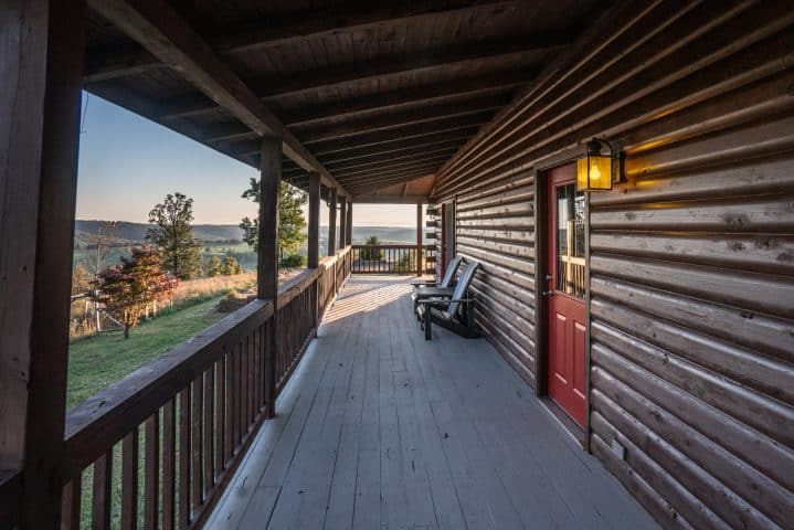 The beautiful wrap around deck on the Big Sky Cabin