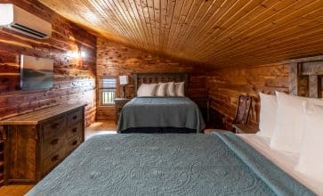 One of the loft bedrooms of the Big Sky Cabin