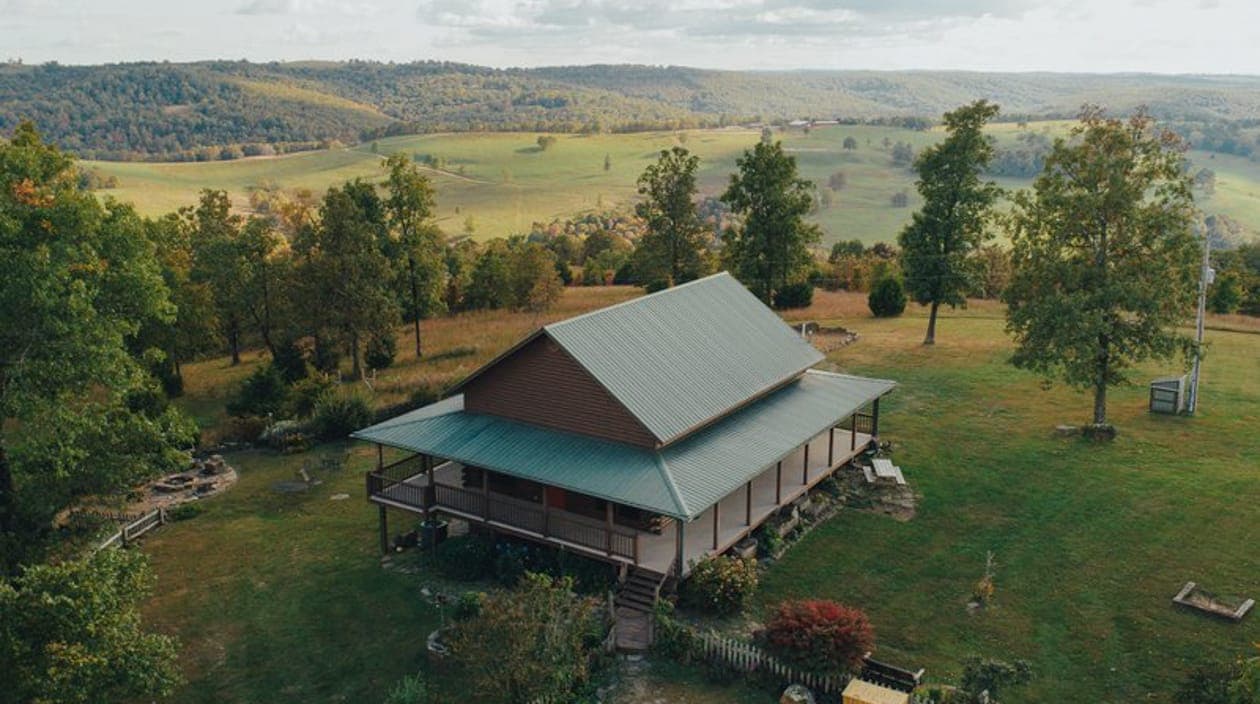 Aerial of Big Sky cabin