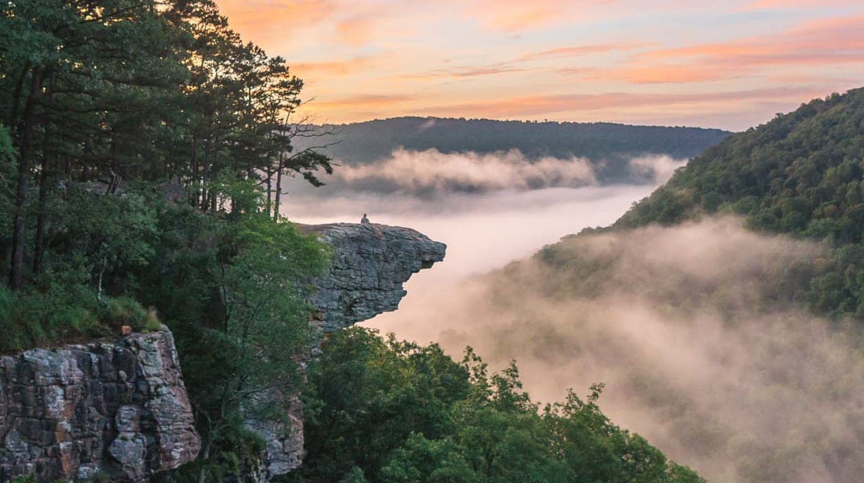 hiking lookout point at sunset