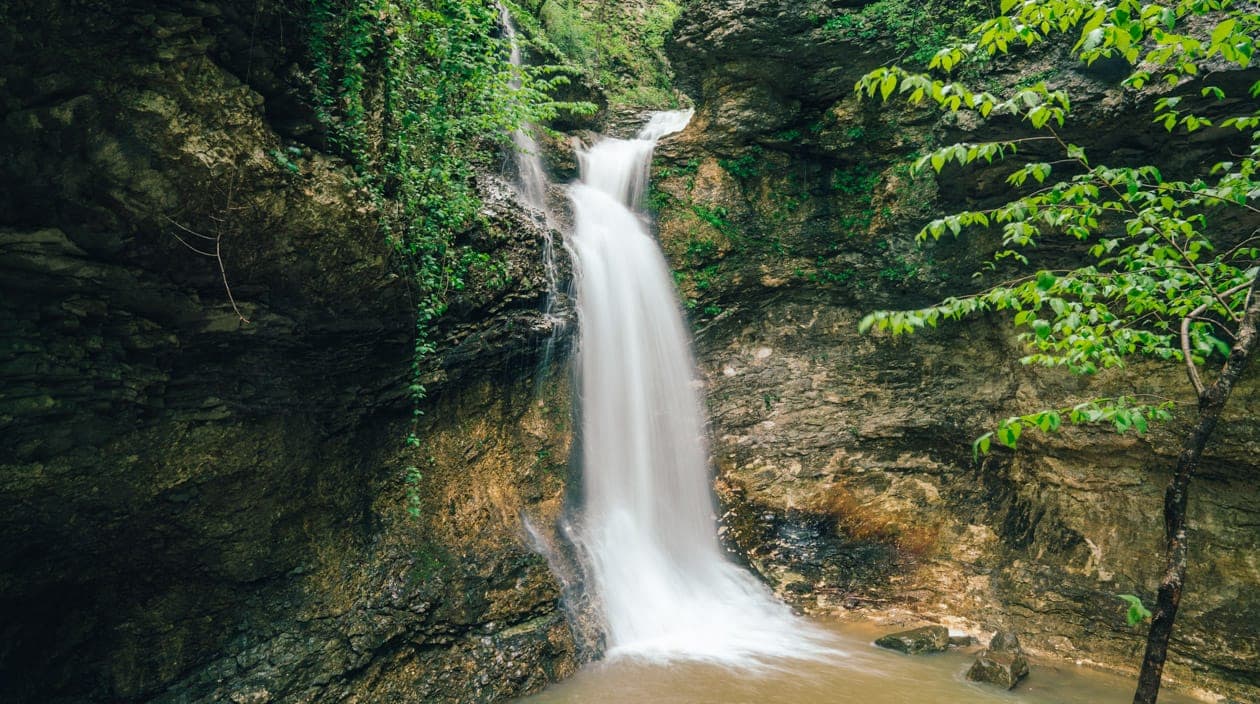 waterfall on a hiking trail