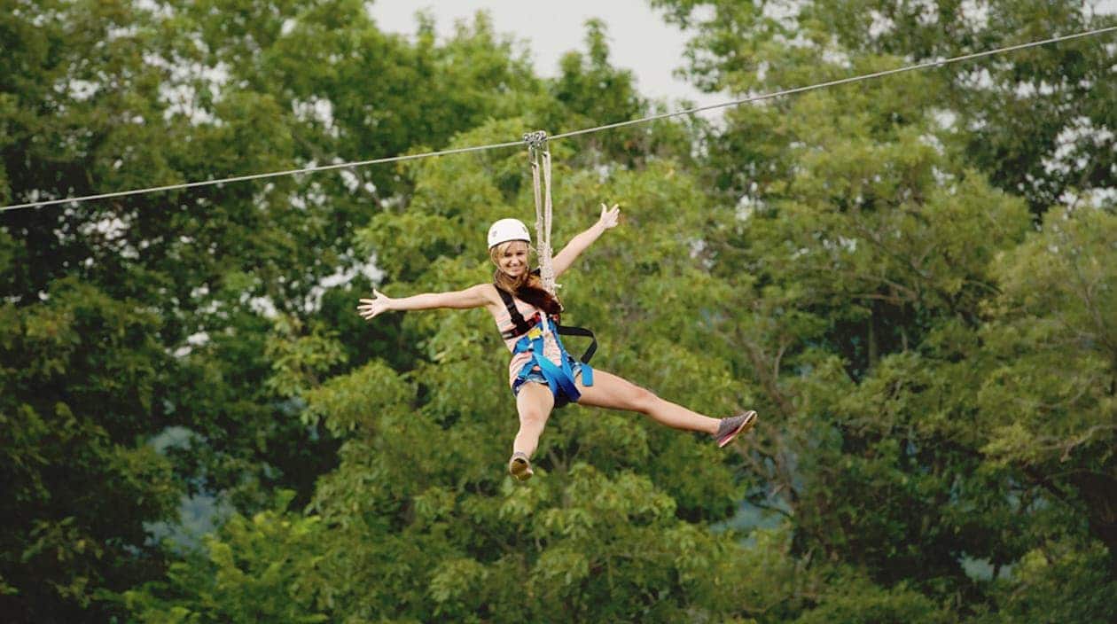 woman ziplining