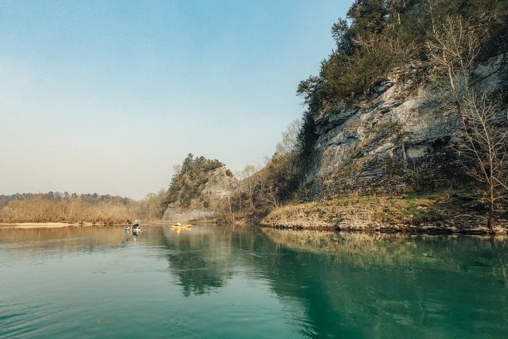 Floaters below a bluff called the Narrows near Woolum on the Buffalo National River.