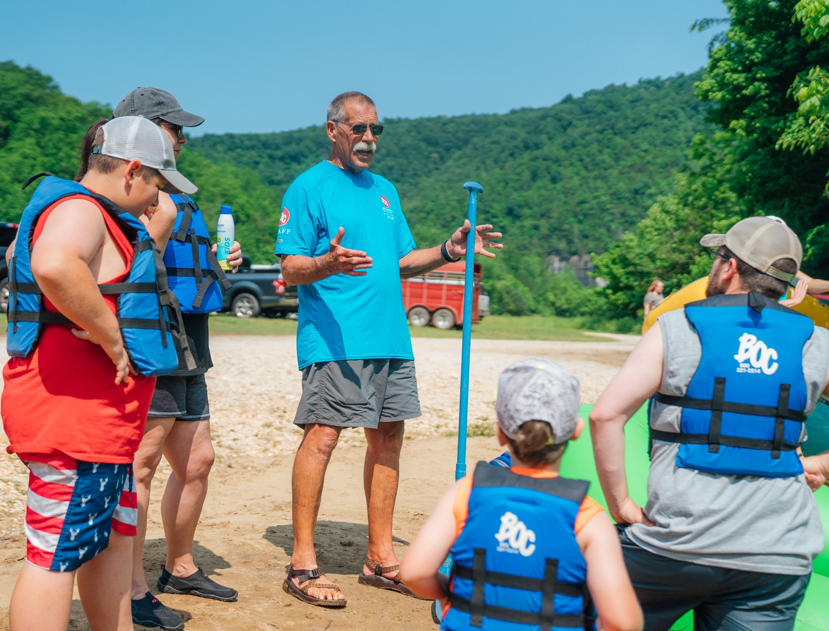 BOC staff educating paddlers on how to float the Buffalo National River.