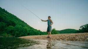 Man fishing along Buffalo River