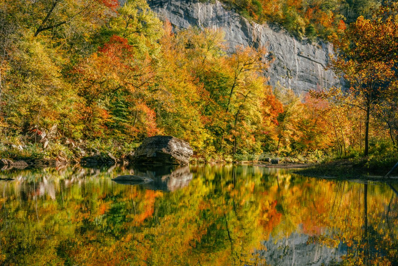 Autumn reflections on a Buffalo River swimming hole