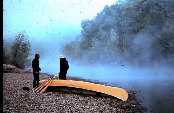 Mike Mills (L) on a foggy 1970['s morning on the Buffalo National River.