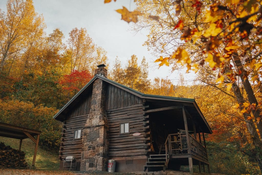 BOC Valley Cabin during peak fall color in Ponca.